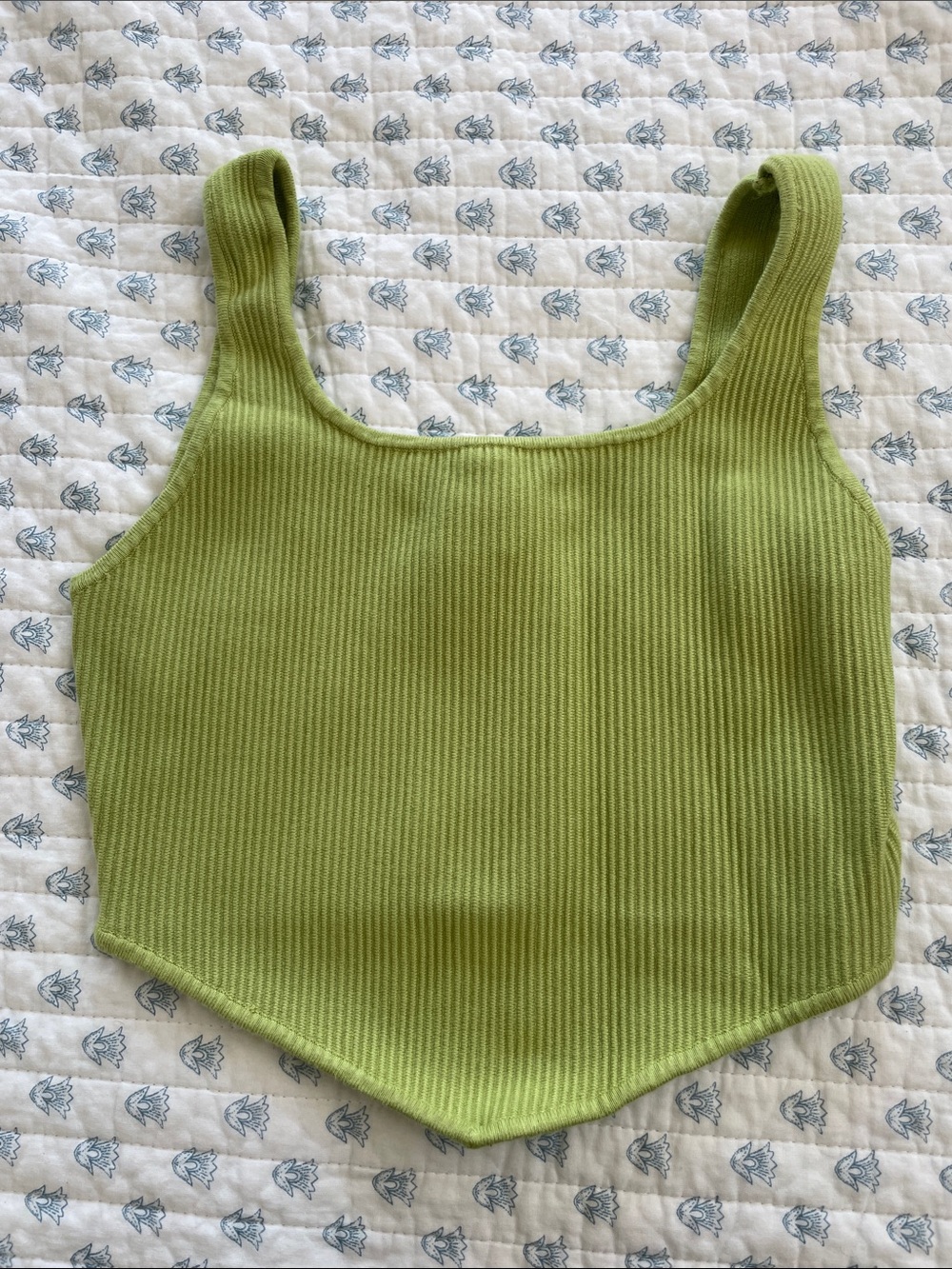 House of Harlow 1960 Lime Green Ribbed Crop Tank